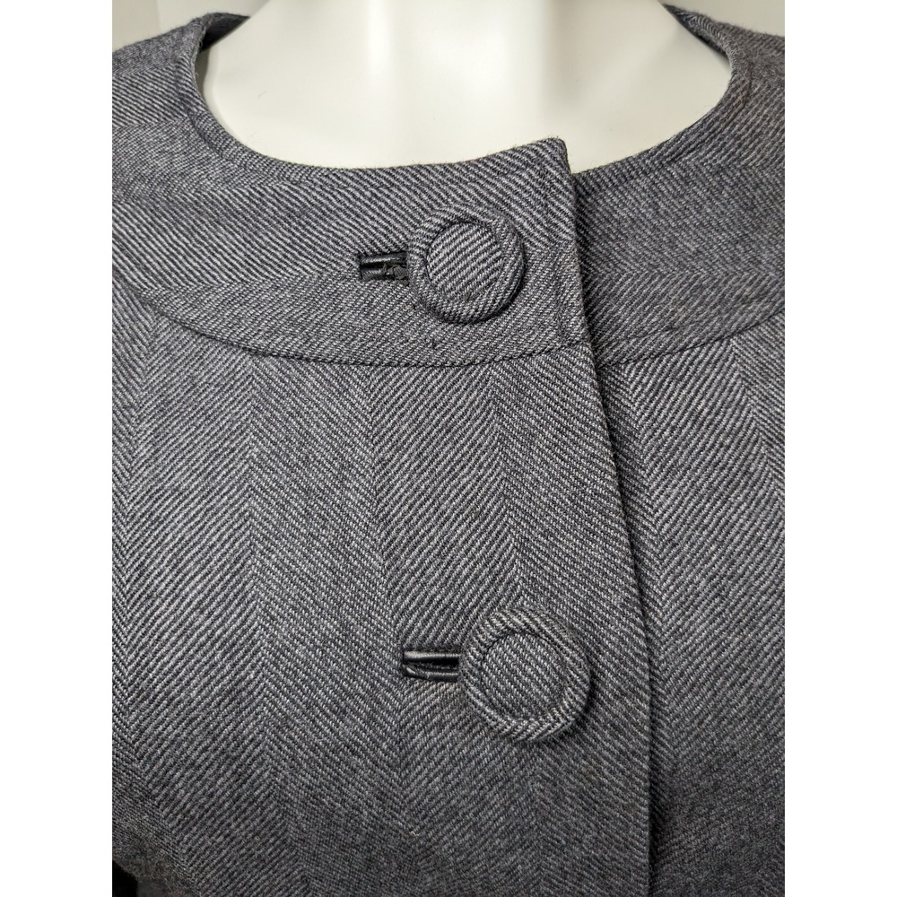 Talbots Vintage Gray Wool Button Up Belted Blazer Jacket, Size 8 - Picture 2 of 7